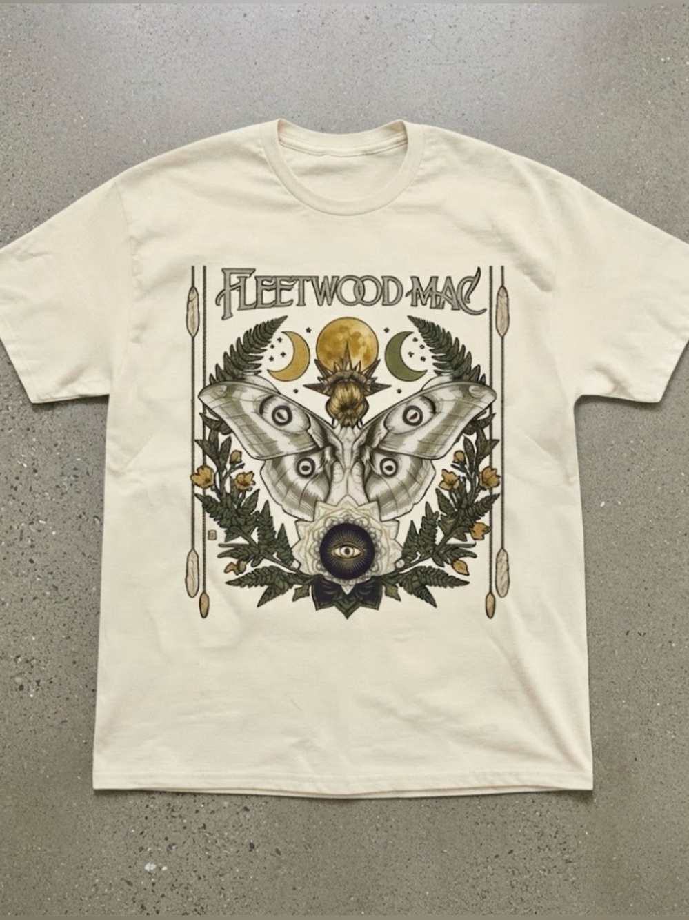 Fleetwood Mac Moth Moon Botanical Cream Gildan T-Shirt